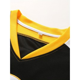 Men's Yuelan #69 Embroidered Dog Ice Hockey Shirt - Breathable, Loose Fit, Long Sleeves, Sports Fashion Casual Wear for Street, Outdoor Activities - Comfortable, Moisture-Wicking Fabric, Perfect for Hockey Fans