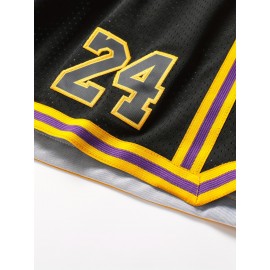 Men's Black #8-24 Basketball Shorts with LEGEND Embroidery & Number 24 - Breathable Mesh Athletic Shorts, Loose Fit for Training, Games, Casual Wear - All-Season Comfort, Machine Washable, Team Apparel | Sporty Look | Adjustable Drawstring