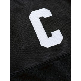 Men'S Black # 45 Breathable Rugby Jersey, Sports V-neck Short Sleeved Uniform For Training And Matches, Embroidered American Football Shirt