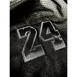 Men's black gray # 8-24 basketball shorts, classic letter embroidery design, button style short sleeved breathable shirt, suitable for training and competition