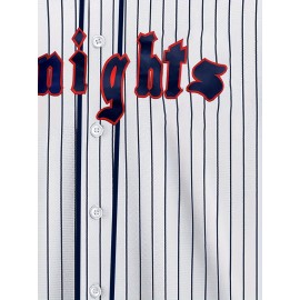 Men's White Striped # 9 Baseball Shirt, Loose Embroidered Sports, Fashionable And Casual, Street Breathable