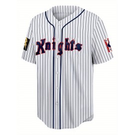 Men's White Striped # 9 Baseball Shirt, Loose Embroidered Sports, Fashionable And Casual, Street Breathable