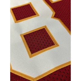 Men'S Red # 87 Breathable Rugby Shirt, Sports V-neck Short Sleeve Training Match Uniform, Embroidered American Football Shirt