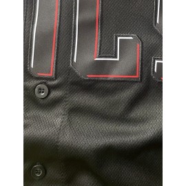 Men'S Black # 44 Baseball Shirt, Loose Embroidered Sports, Fashionable And Casual, Street Breathable