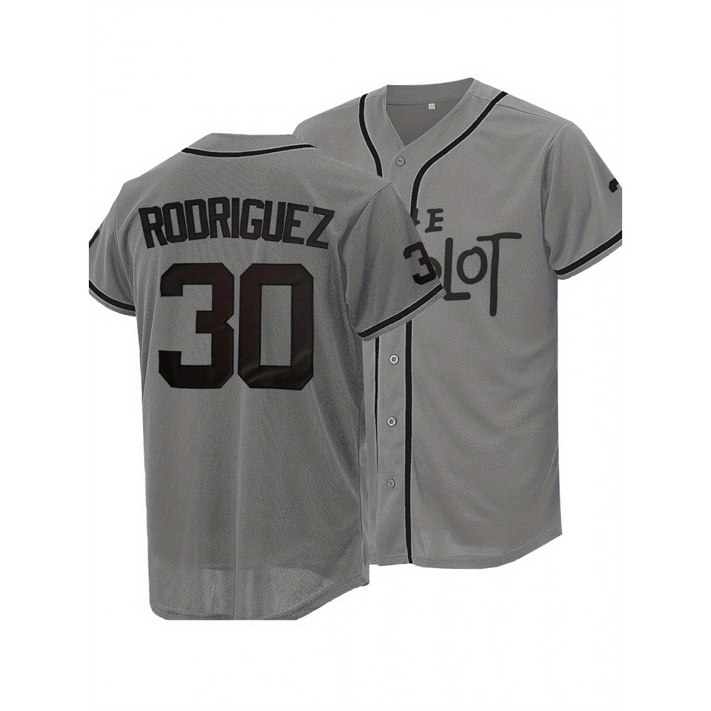 Men'S Gray # 30 Baseball Shirt with Loose Embroidery for Sports, Fashion, And Leisure, Breathable on The Street