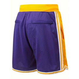 Breathable Purple Basketball Shorts - Men's #8-24 Classic Letter Embroidery Design Button Short Sleeve Shirt for Training and Competition