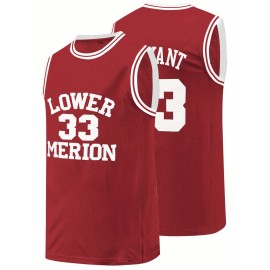 Men'S #33 Red Basketball Jersey, Classic Retro Embroidered Letters, Sleeveless Moisture-Wicking Breathable Vest, Round Neck, Casual Athletic Wear for Training, Running, Outdoor Activities & Team Sport