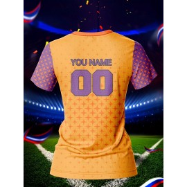Customizable Women's V-Neck Football Jersey Top - Personalized Name & Number, Breathable, Quick-Drying, Polyester, Sporty Fitness & Casual Wear, Team Sports Jersey | Sporty Vneck Jersey | Knit Construction, Customized Jersey