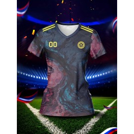 Customizable Women'S V-Neck Soccer Jersey - Personalized Team Training & Fitness Shirt with Quick-Dry, Breathable Fabric, Ideal for Spring/Summer/Fall Sports Activities, Allseason Sports Apparel|Allseason Apparel|Comfortable Fit