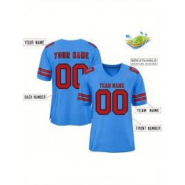 Custom Football Jersey - Personalized Team & Number, Breathable Sweat-Wicking Fabric, V-Neck Design for Men & Women, Plus Size Sports Training T-Shirt for Summer, Football Jersey, Sports Fan Apparel, Sporty Aesthetic, Comfortable Fit