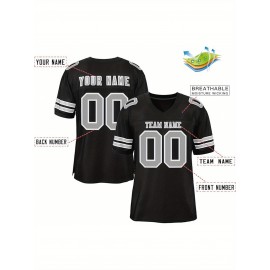 Custom Football Jersey - Personalized Team & Number, Breathable Sweat-Wicking Fabric, V-Neck Design for Men & Women, Plus Size Sports Training T-Shirt for Summer, Football Jersey, Sports Fan Apparel, Sporty Aesthetic, Comfortable Fit
