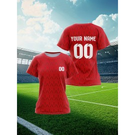 Customizable Plus Size Football Jersey for Women - Personalized Name & Number, Vibrant Soccer Graphic, Soft & Comfortable Fabric, Perfect for Training & Sports Activities, Soccer Accessories
