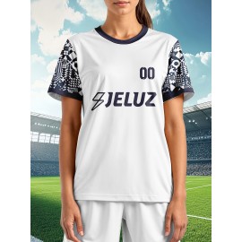 Customizable Plus Size Football Jersey for Women - Personalized Name & Number, Vibrant Soccer Graphic, Soft & Comfortable Fabric, Perfect for Training & Sports Activities, Soccer Accessories