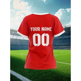 Customizable Plus Size Football Jersey for Women - Personalized Name & Number, Vibrant Soccer Graphic, Soft & Comfortable Fabric, Perfect for Training & Sports Activities, Soccer Accessories