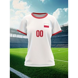 Customizable Women's Plus-Size Football & Baseball Jerseys - Personalized Team Name & Number, Soft Breathable Fabric, Round Neck Summer Sports Casual Wear, Outdoor Team Uniforms