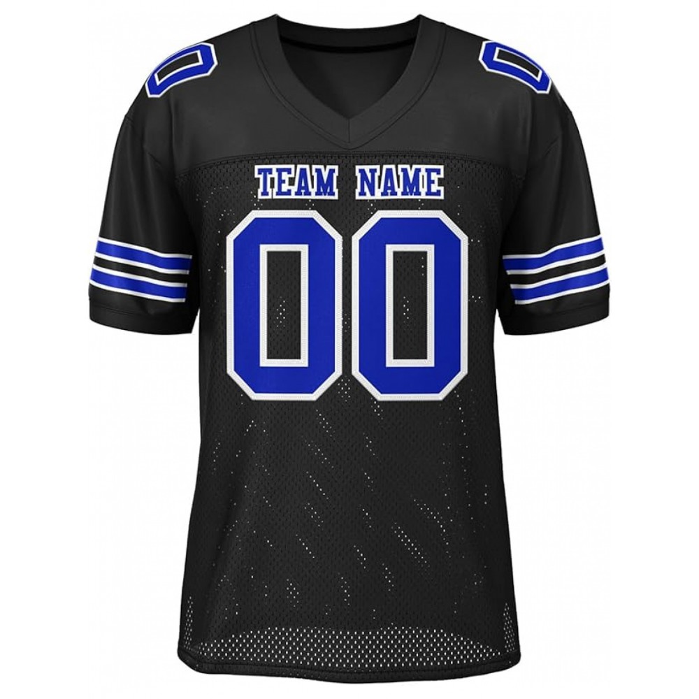 Custom Football Jersey - Personalized Team & Number, Breathable Sweat-Wicking Fabric, V-Neck Design for Men & Women, Plus Size Sports Training T-Shirt for Summer, Football Jersey, Sports Fan Apparel, Sporty Aesthetic, Comfortable Fit