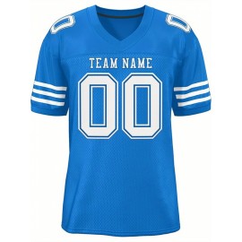 Custom Football Jersey - Personalized Team & Number, Breathable Sweat-Wicking Fabric, V-Neck Design for Men & Women, Plus Size Sports Training T-Shirt for Summer, Football Jersey, Sports Fan Apparel, Sporty Aesthetic, Comfortable Fit