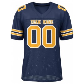 Custom Football Jersey - Personalized Team & Number, Breathable Sweat-Wicking Fabric, V-Neck Design for Men & Women, Plus Size Sports Training T-Shirt for Summer, Football Jersey, Sports Fan Apparel, Sporty Aesthetic, Comfortable Fit