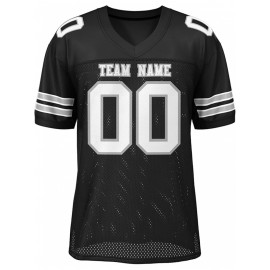 Custom Football Jersey - Personalized Team & Number, Breathable Sweat-Wicking Fabric, V-Neck Design for Men & Women, Plus Size Sports Training T-Shirt for Summer, Football Jersey, Sports Fan Apparel, Sporty Aesthetic, Comfortable Fit