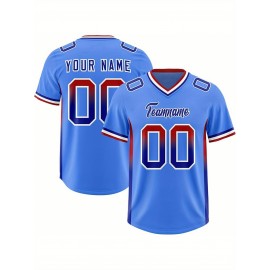 Customizable Plus Size Football Jersey - Personalized Name & Number, Vibrant Orange & Blue Gradient Design, V-Neck Short Sleeve, Breathable Summer Sports Shirt for Women, Football Jersey, Athletic Wear, Sporty Look, Comfortable Fit