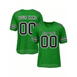 Customized Fitted Plus Size Football Jersey, Personalized Team Name Number, Large Size Women'S Sports Jersey, V-Neck, Non-Stretch Fabric, Print, Summer, with Team Logo, for Sports Activities